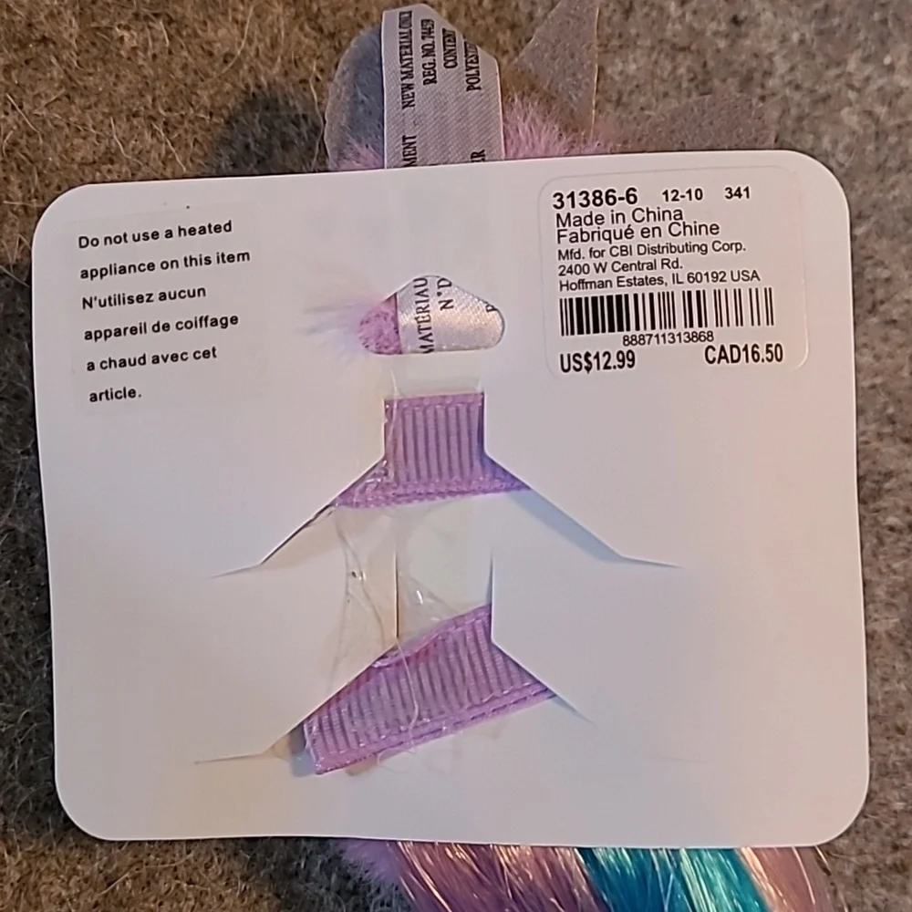 Claire's Club Girl's Plushy Unicorn Clips W/ Curly Extensions! 🩵💜💙